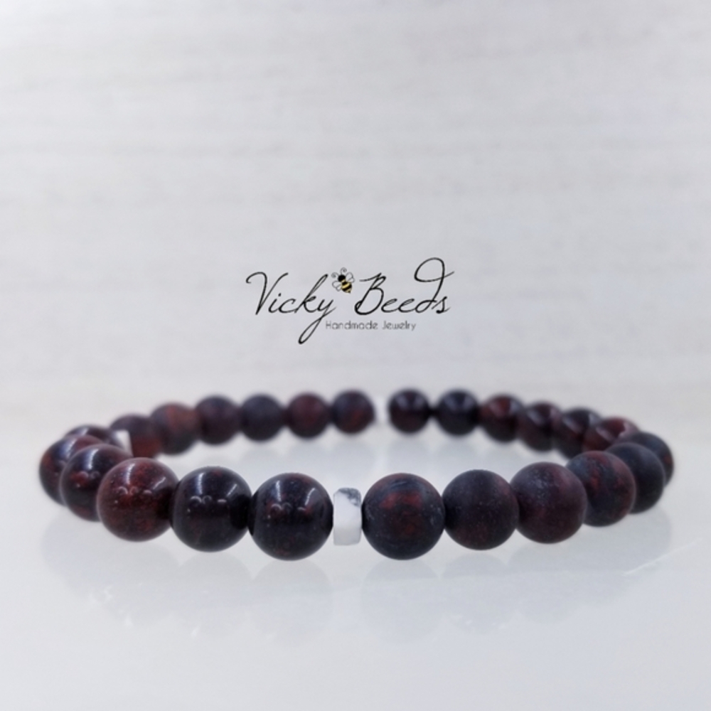 Brecciated Jasper & Howlite Beaded Bracelet